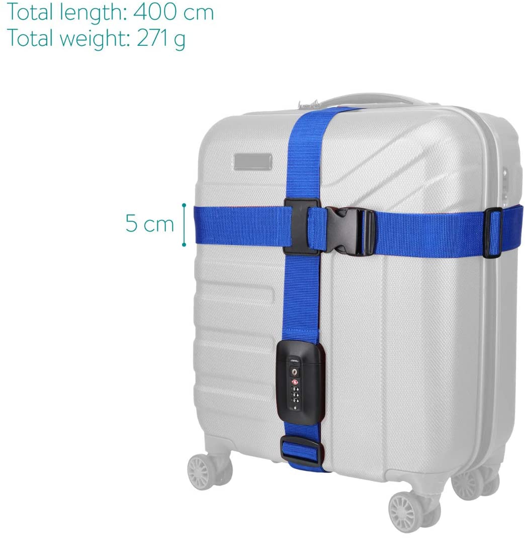 Navaris Ιμάντας Ασφαλείας Αποσκευών με Συνδυασμό TSA - Blue - 51357.04