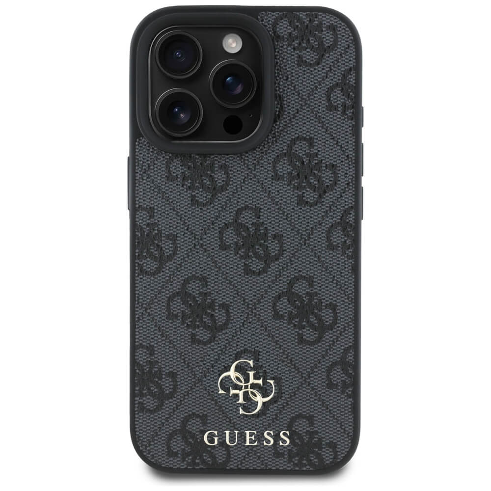 Guess iPhone 16 Pro Max - HC PU 4G Small 4G and Classic - MagSafe Σκληρή Θήκη με Επένδυση από Οικολογικό Δέρμα - Black - GUHMP16XP4SM4MK