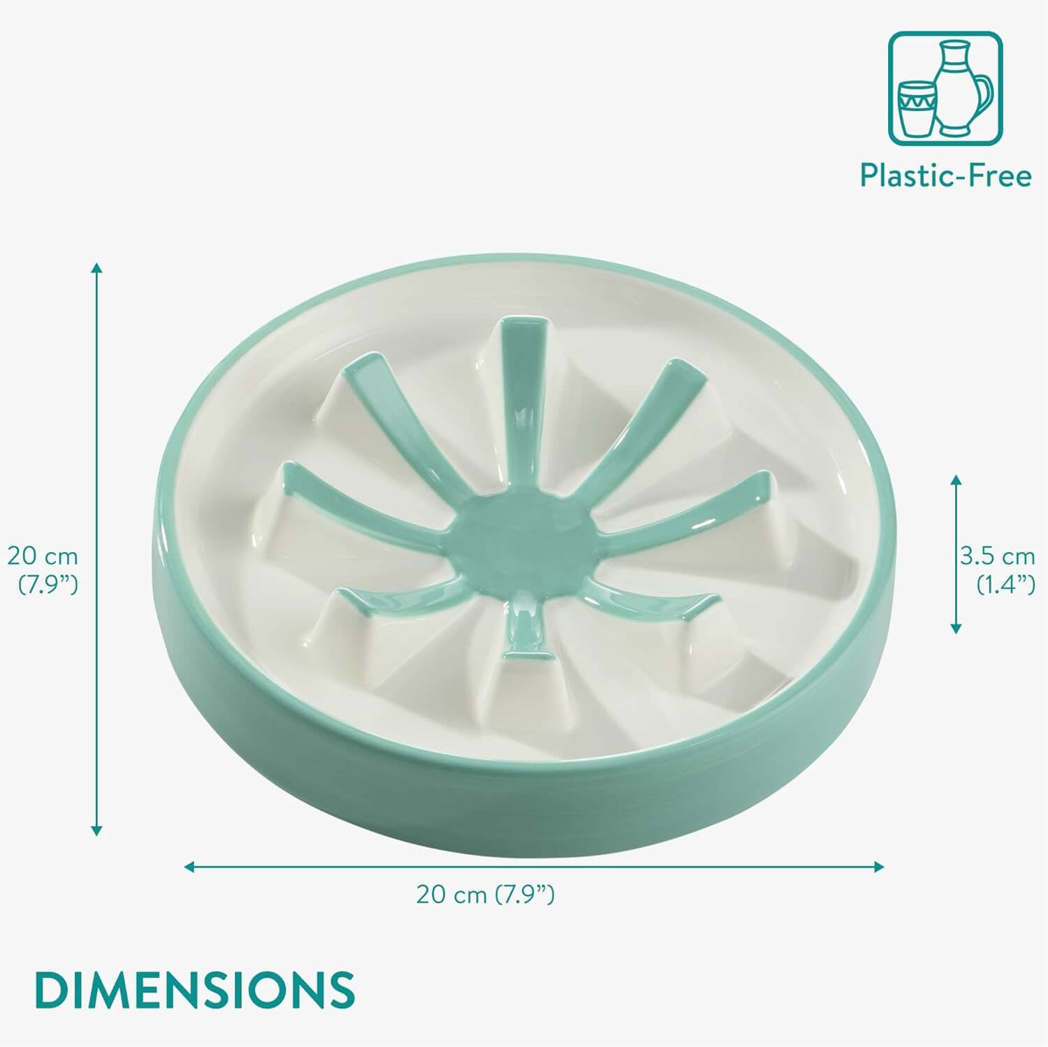 Navaris Κεραμικό Μπολ Φαγητού Αργής Κατάποσης για Κατοικίδια - Blue