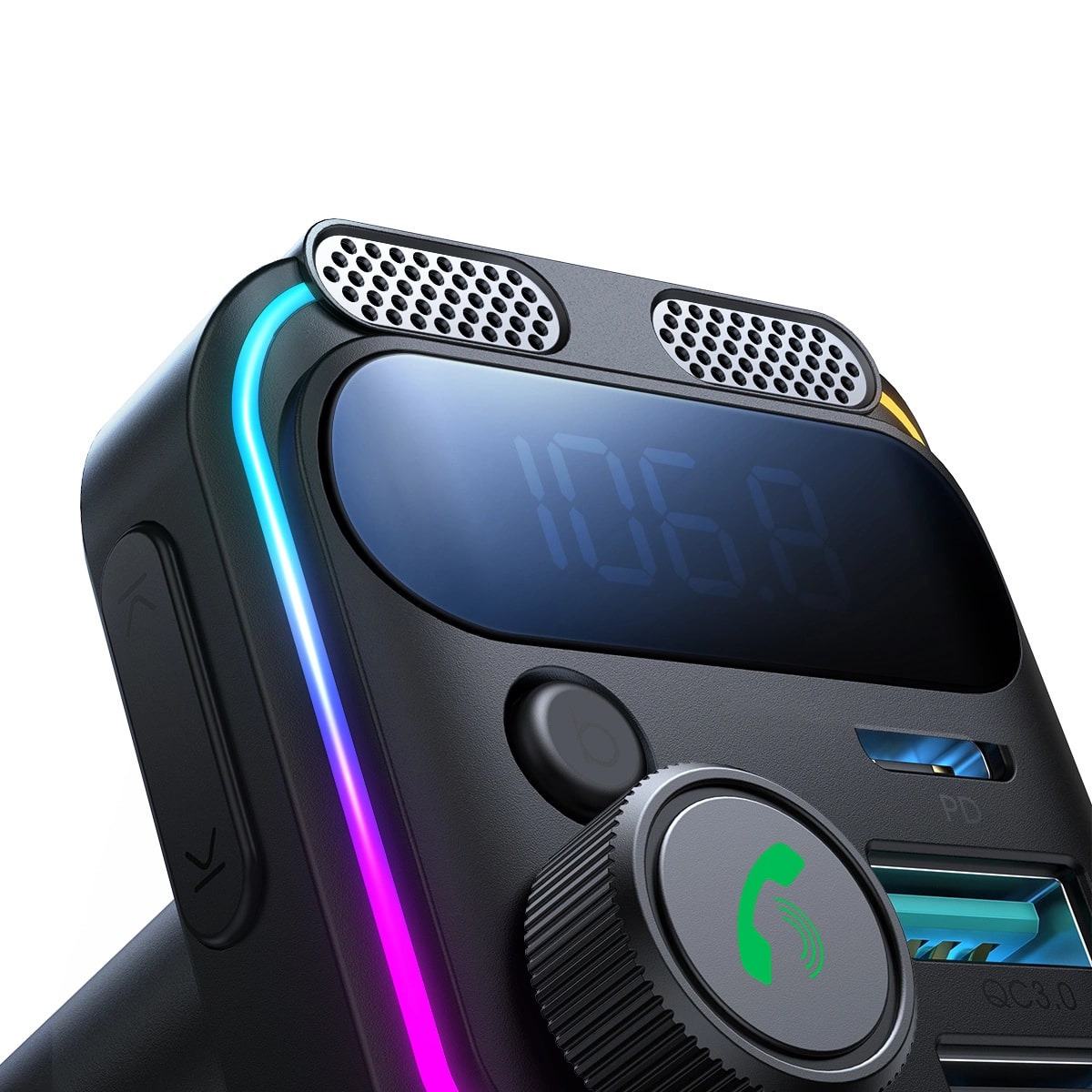 Joyroom JR-CCB01 Bluetooth 5.3 FM Transmitter για Αναπαραγωγή Μουσικής / Κλήσεις / Φόρτιση Κινητών στο Αυτοκίνητο 48W - Black