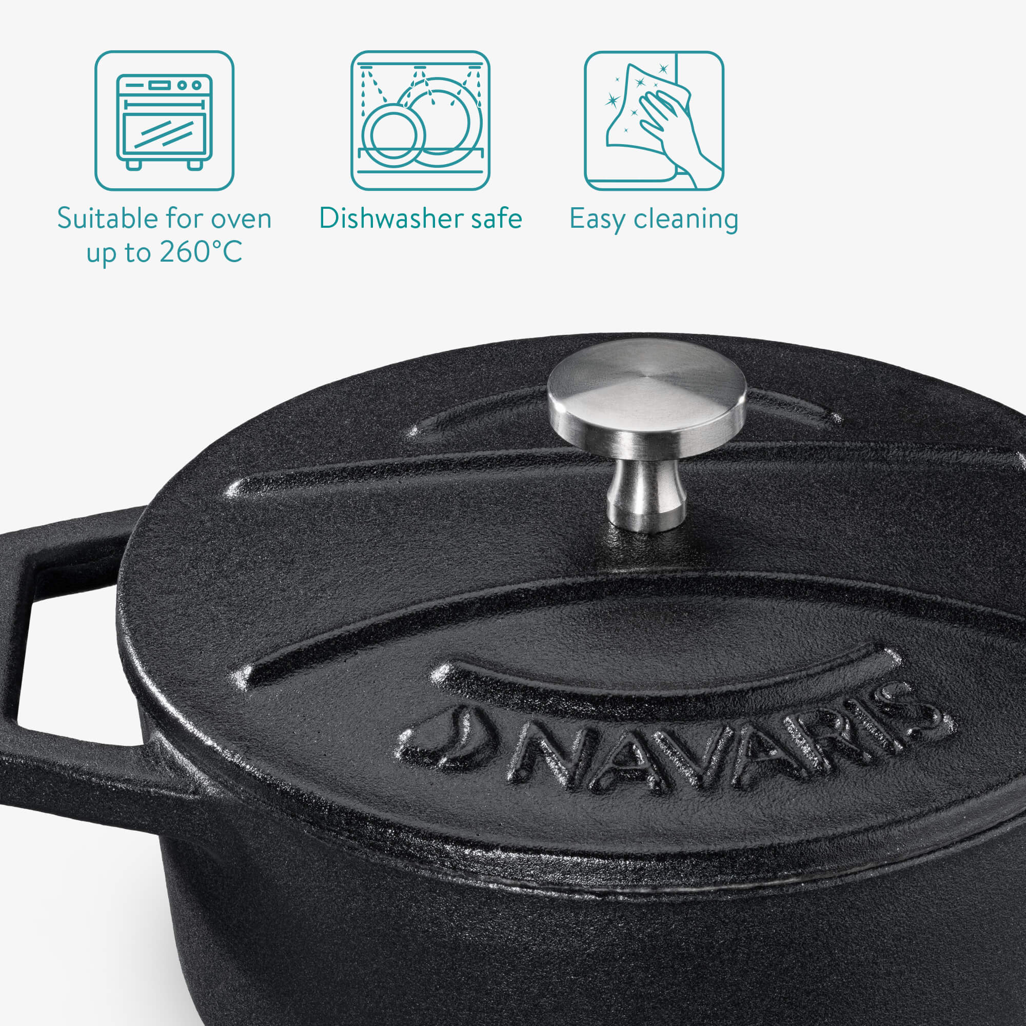 Navaris Στρογγυλλά Κατσαρολάκια - Σετ 4 Μίνι Κατσαρολάκια - White / Grey / Black - 49079.04.03