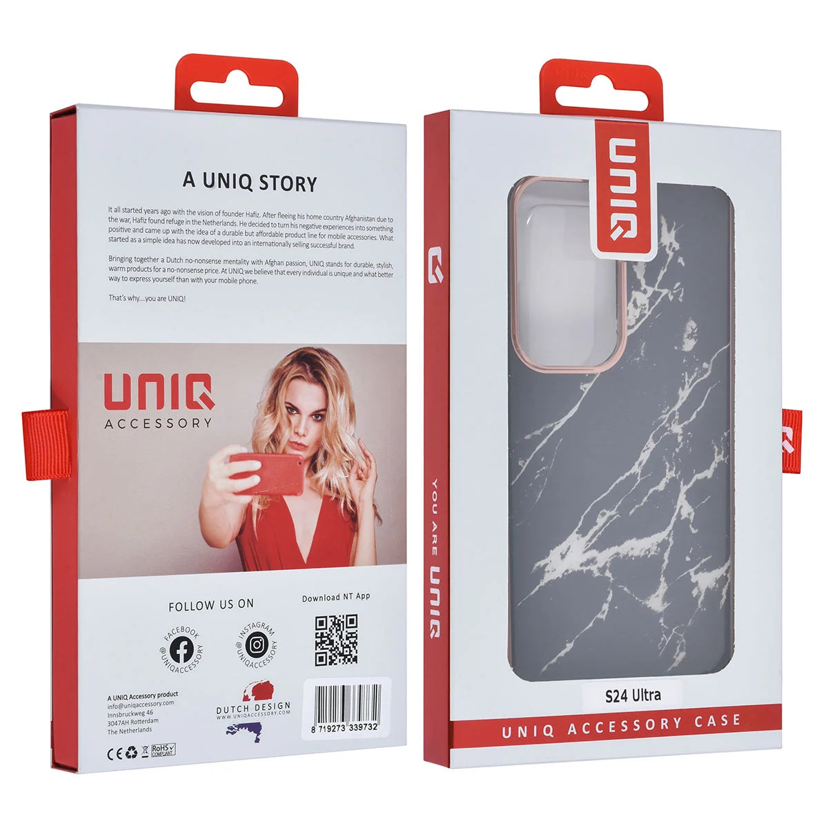 Tuniq Samsung Galaxy S24 Ultra - Σκληρή Θήκη με Πλαίσιο Σιλικόνης - Σχέδιο Μάρμαρο - Μαύρη