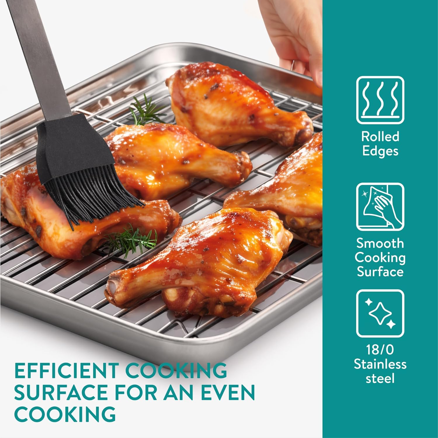 Navaris Σετ με 3 Ταψιά από Ανοξείδωτο Ατσάλι και 2 Σχάρες - Silver - 44715.02