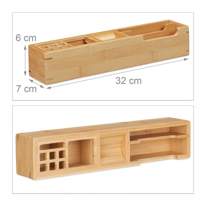 Relaxdays Ξύλινη Βάση Οργάνωσης Γραφείου από Bamboo - Natural - 4052025221867