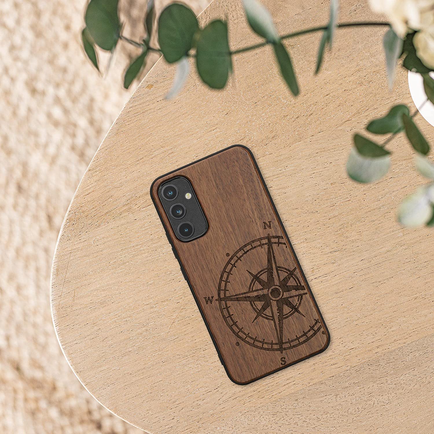 KW Samsung Galaxy A34 5G Θήκη από Φυσικό Ξύλο - Design Compass Vintage - Dark Brown - 60813.01