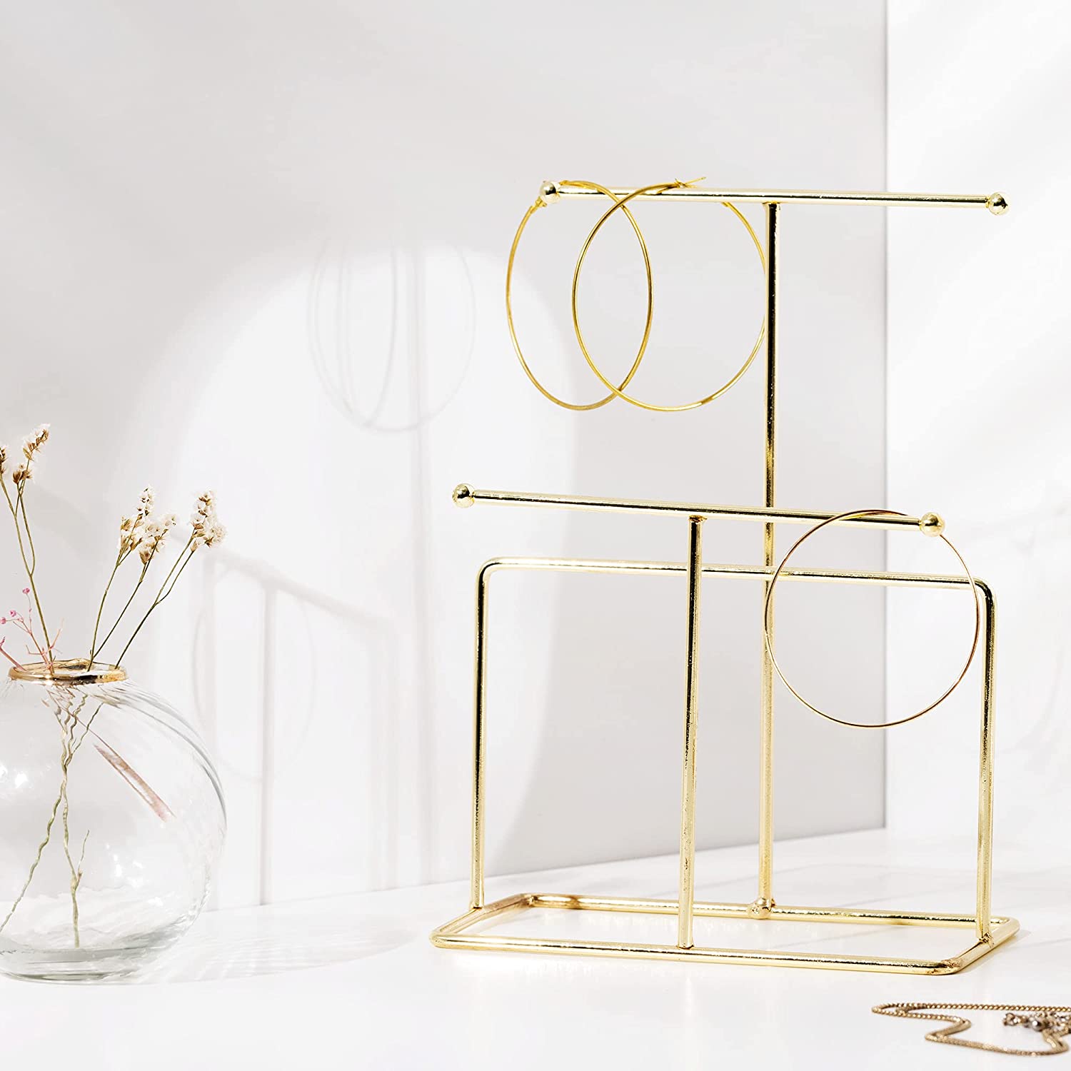 Navaris Μεταλλικό Stand Κοσμημάτων με 3 Βάσεις - Gold - 54707.21