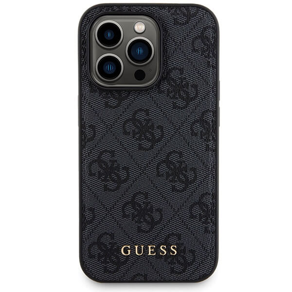Guess iPhone 15 Pro - 4G Metal Logo Σετ MagSafe Σκληρή Θήκη με Επένδυση Συνθετικού Δέρματος και Powerbank 5000mAh - Black - GUBPM5P15L4GEMGK