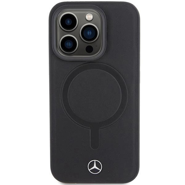 Mercedes iPhone 15 Pro Max Smooth Leather MagSafe Σκληρή Θήκη με Επένδυση Συνθετικού Δέρματος και MagSafe - Black - Mer007846-0