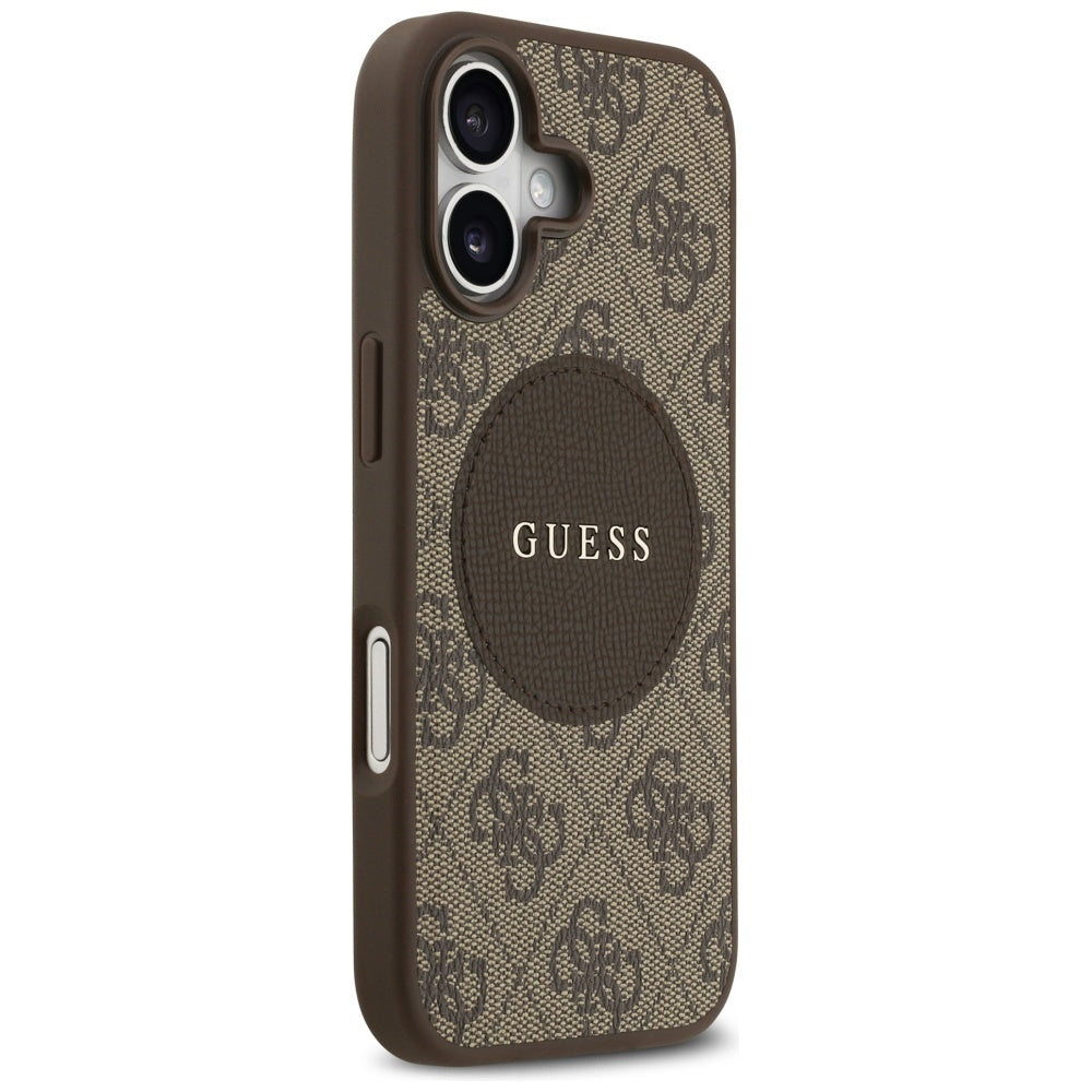 Guess iPhone 17 - 4G Circle Classic Logo MagSafe - Θήκη με Επένδυση Συνθετικού Δέρματος - Brown - GUHMP17SP4PGRSGW