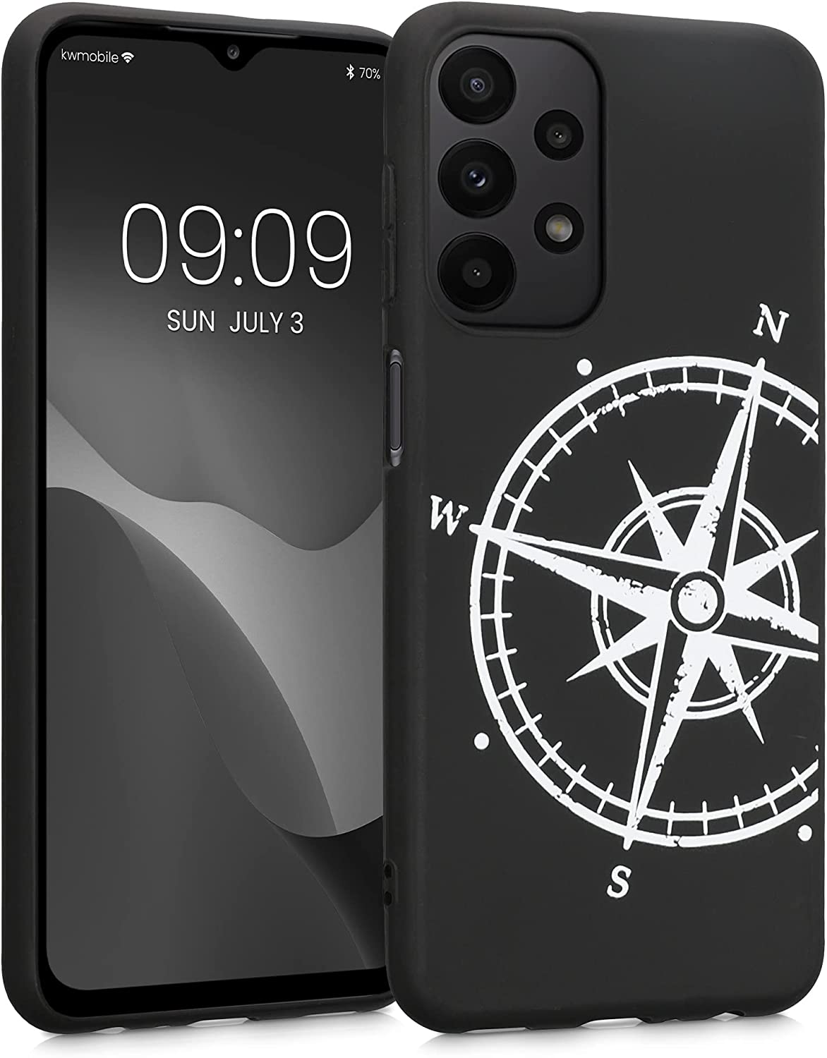 KW Samsung Galaxy A23 5G Θήκη Σιλικόνης Design Vintage Compass - Black / White - 58242.04