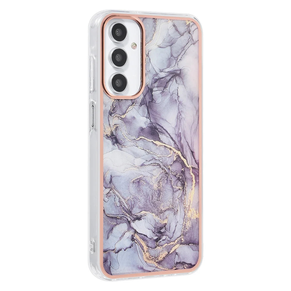 Tuniq Samsung Galaxy A15 4G / A15 5G - Σκληρή Θήκη με Πλαίσιο Σιλικόνης - Σχέδιο Μάρμαρο - Σκούρο Γκρί