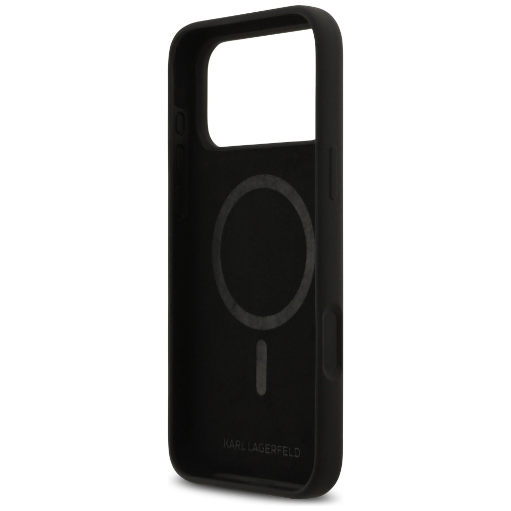 Karl Lagerfeld iPhone 17 Pro Max - Silicone K/C Sketch and Logo MagSafe - Σκληρή Θήκη με Πλαίσιο Σιλικόνης - Black - KLHMP17XSKCGRGOK