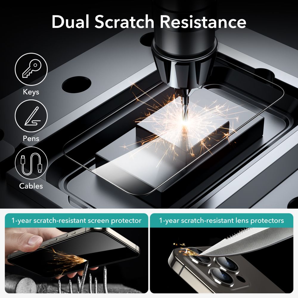 ESR iPhone 15 Pro Full Screen Tempered Glass 9H Αντιχαρακτικό Γυαλί Οθόνης - 2 Τεμα΄χια - Black