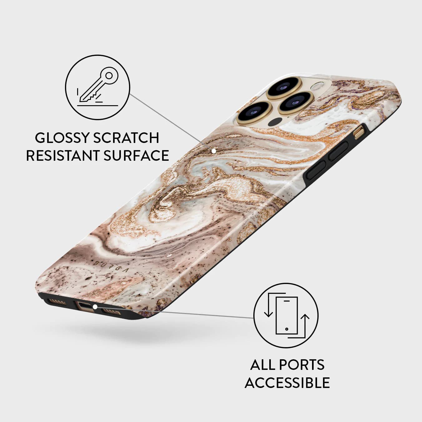 Burga iPhone 14 Pro Fashion Tough Σκληρή Θήκη - Cappuccino
