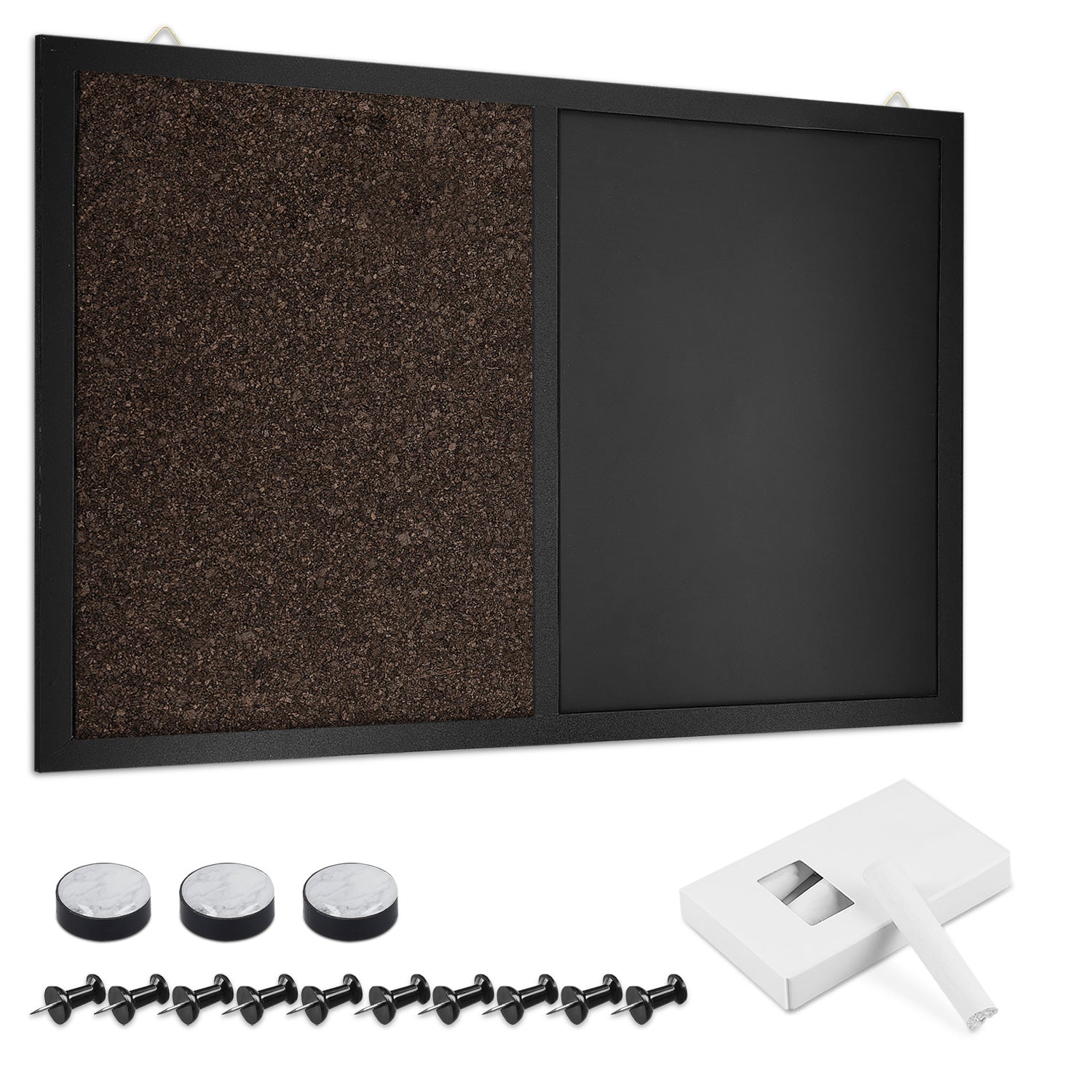 Navaris Διπλός Πίνακας Ανακοινώσεων με Μαγνητικό Μαυροπίνακα και Πίνακα από Φελλό 90 x 60 cm - Dark Brown - Black - 49999.01