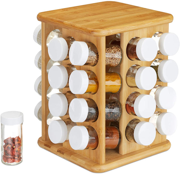 Relaxdays XXL Καρουζέλ Μπαχαρικών από Μπαμπού με 32 Δοχεία - Natural - 4052025242091