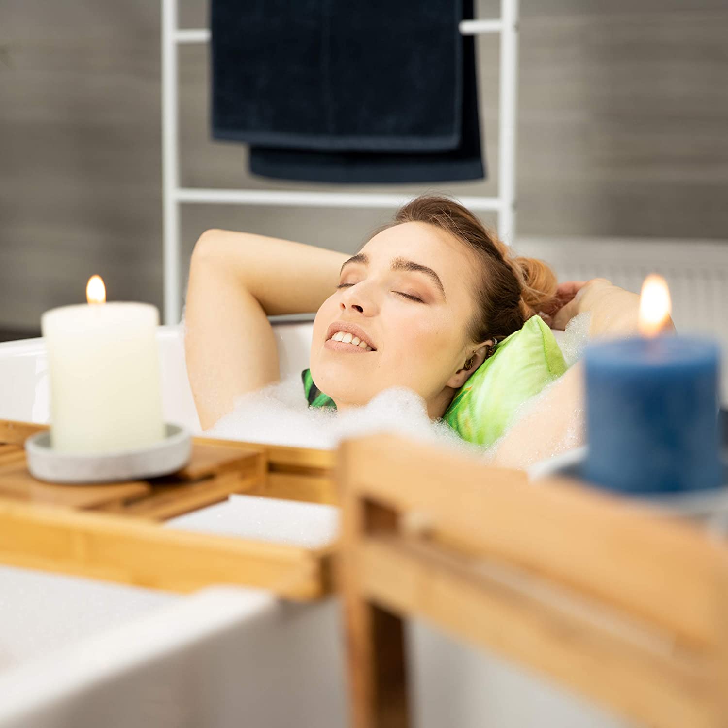 Relaxdays Ξύλινη Βάση από Μπαμπού για τη Μπανιέρα - Natural - 4052025203191