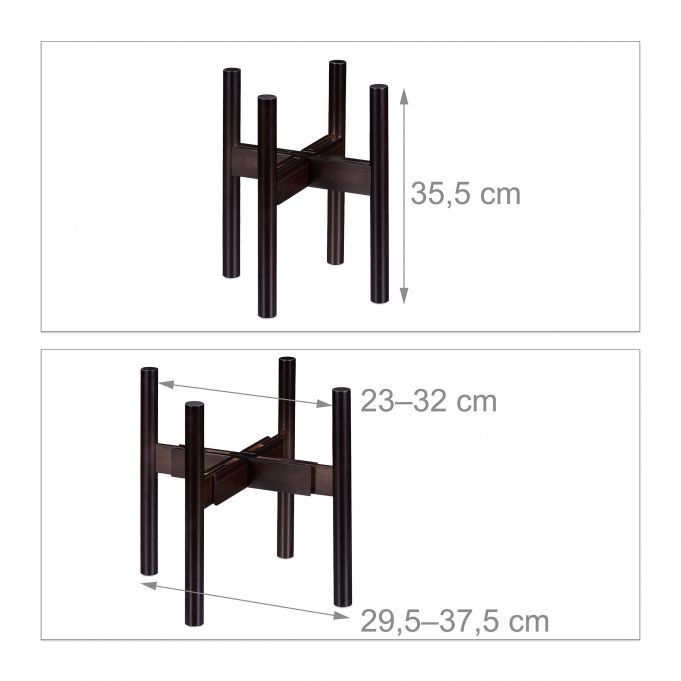 Relaxdays Ρυθμιζόμενη Βάση από Μπαμπού για Κασπό - Dark Brown - 4052025288235