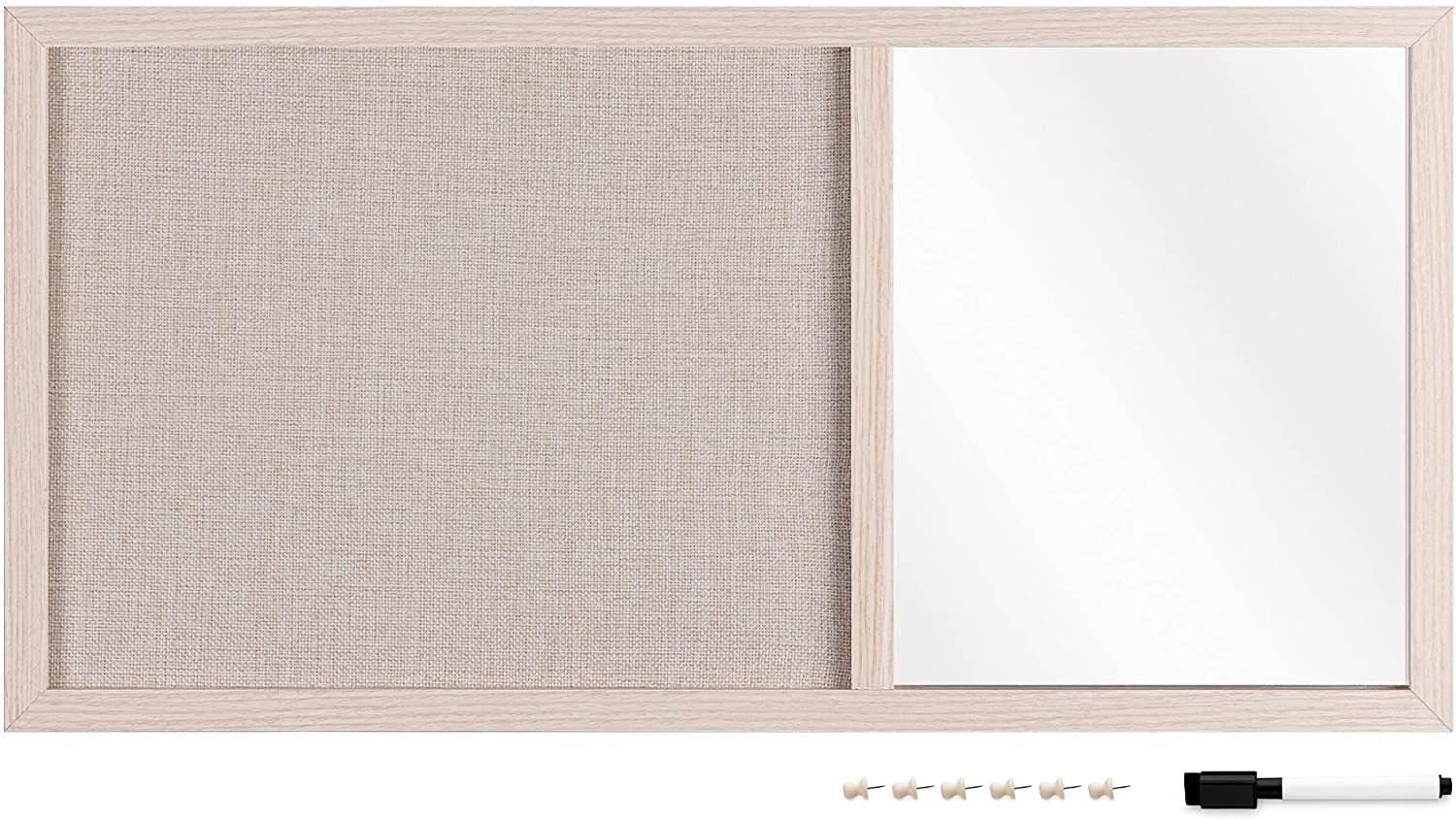 Navaris Πίνακας Ανακοινώσεων με Καθρέφτη και Πίνακα με Πινέζες - 70 x 35cm - Cream - 54652.2.16