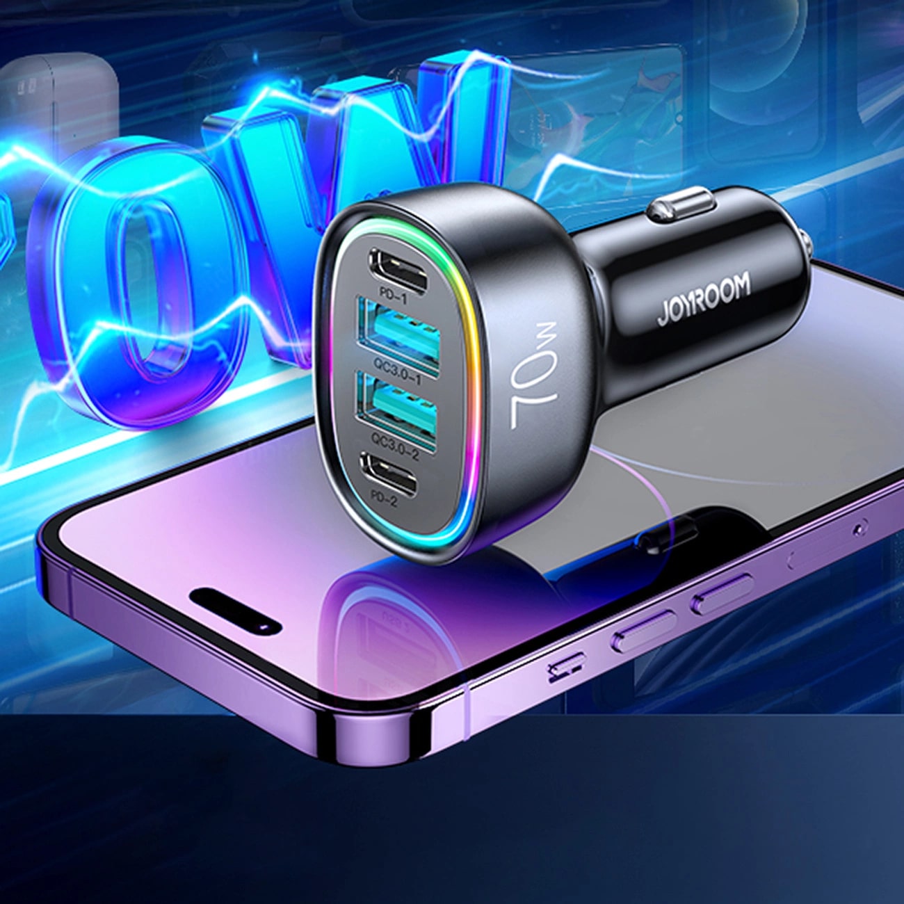 Joyroom JR-CL29 70W Φορτιστής Αυτοκινήτου με 2 Θύρες USB και 2 Θύρες Type-C - Black