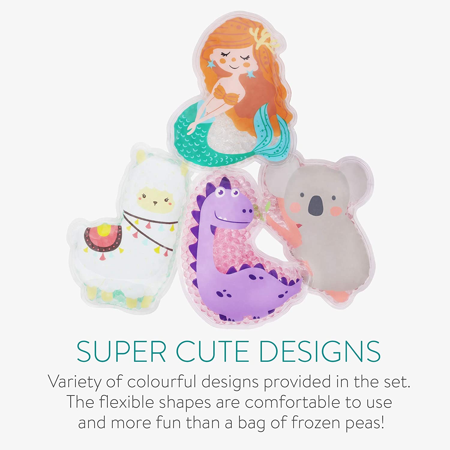 Navaris Σετ με 4 Παιδικά Επαναχρησιμοποιήσιμα Επιθέματα με Τζελ - BPA-Free / Phthalate-Free - Koala / Alpaca / Mermaid / Dinosaur - 52980.01