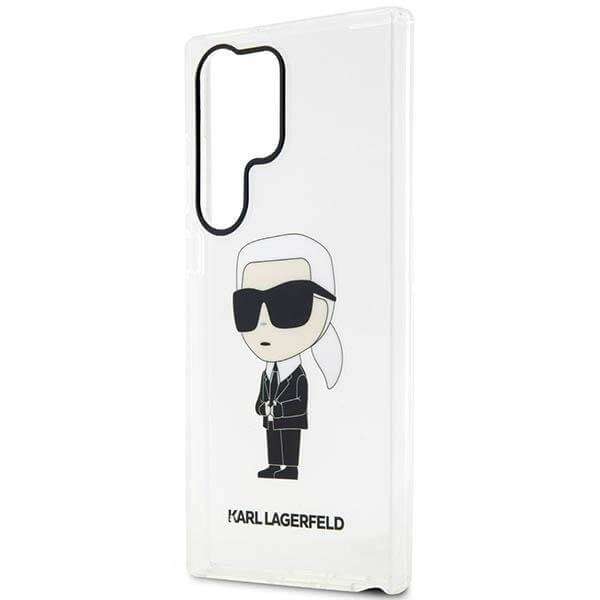 Karl Lagerfeld Samsung Galaxy S23 Ultra - Ikonik Karl Σκληρή Θήκη με Πλαίσιο Σιλικόνης - Διάφανη - KLHCS23LHNIKTCT