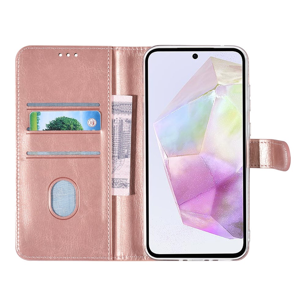 Tuniq Samsung Galaxy A35 5G - Θήκη Πορτοφόλι Stand από Δερματίνη - Rose Gold