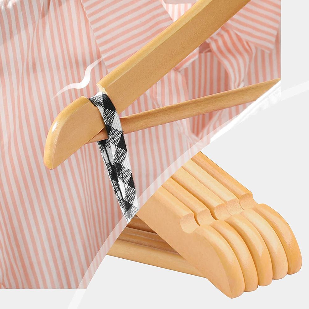 Songmics Σετ με 10 Παιδικές Ξύλινες Κρεμάστρες Ρούχων - 35 x 20 cm - Natural - CRW006N01