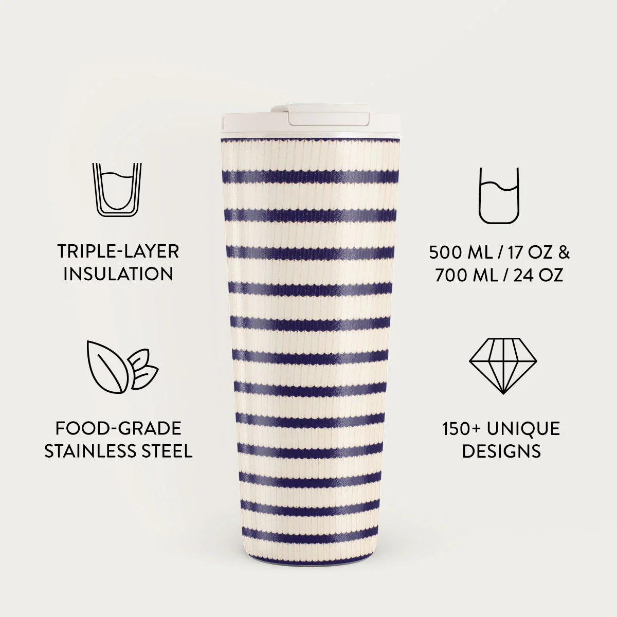 Burga Κούπα Θερμός από Ανοξείδωτο Ατσάλι - Flap Lid - 700ml - Old Money