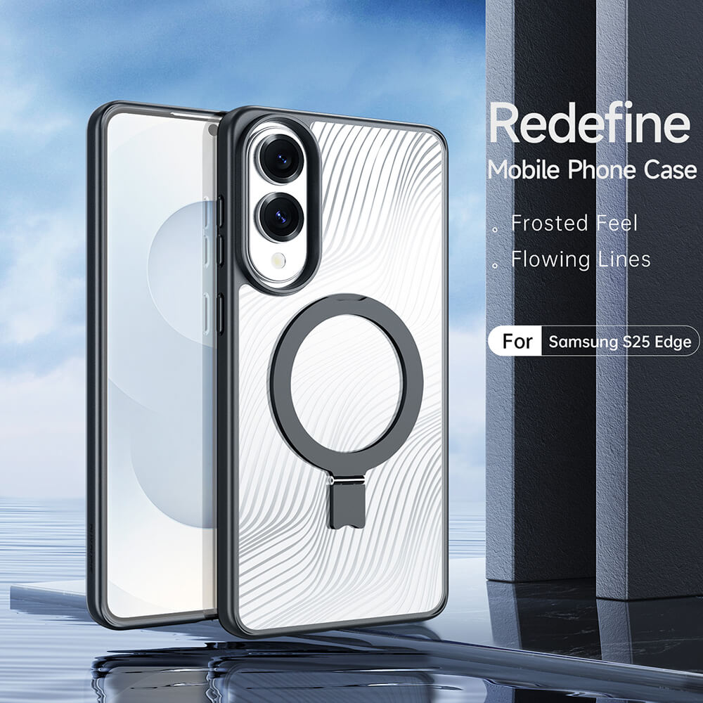 Dux Ducis Samsung Galaxy S25 Edge Aimo MagSafe Magnetic Stand Σκληρή Θήκη με Πλαίσιο Σιλικόνης και MagSafe - Black