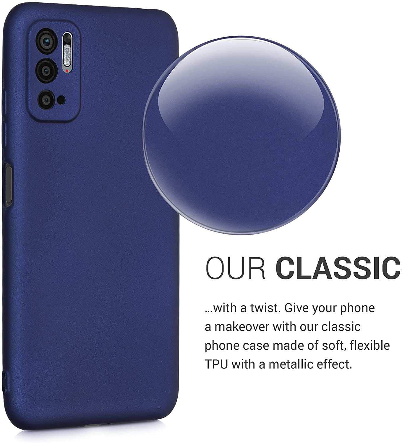 KW Xiaomi Redmi Note 10 5G / Poco M3 Pro 5G Θήκη Σιλικόνης TPU - Metallic Blue - 54949.64