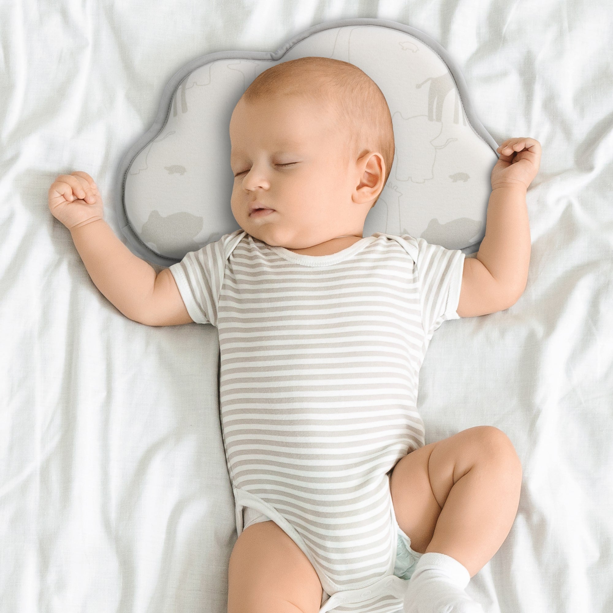 Navaris Anti-Flat Head Μαξιλάρι Μωρού - Light Grey - 51681.22