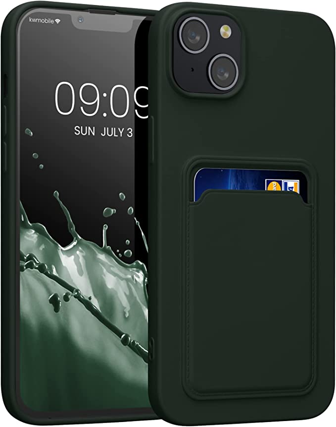 KW iPhone 14 Plus Θήκη Σιλικόνης TPU με Υποδοχή για Κάρτα - Dark Green - 59113.80