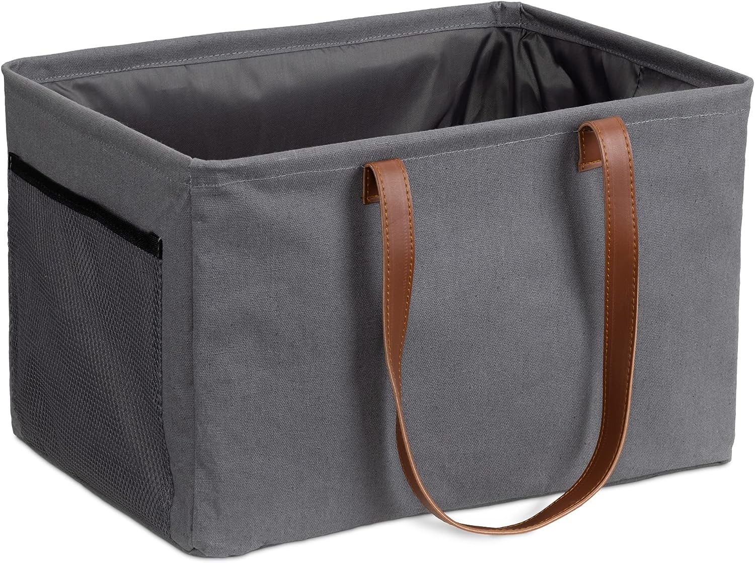 Navaris Πτυσσόμενο Καλάθι Απλύτων με Υφασμάτινο Κλείσιμο και Πλαϊνές Λαβές - 37L - Grey - 58835.01