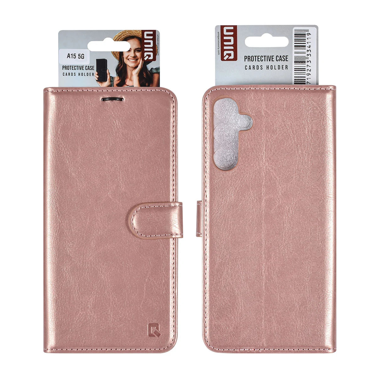 Tuniq Samsung Galaxy A15 4G / A15 5G - Θήκη Πορτοφόλι Stand από Δερματίνη - Rose Gold