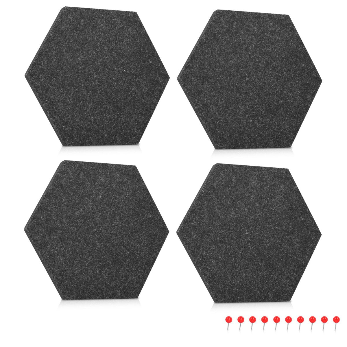 Navaris Hexagon Felt Memo Boards - Σετ με 4 Πλαίσια Ανακοινώσεων και Πινέζες - Dark Grey - 44328.19