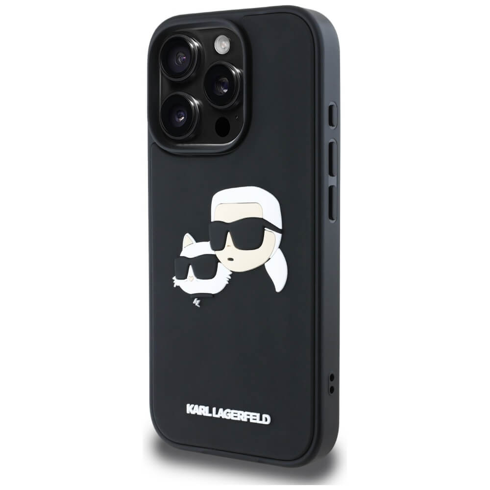 Karl Lagerfeld iPhone 16 Pro Max - HC 3D Rubber Double Heads - Σκληρή Θήκη με Πλαίσιο Σιλικόνης - Black - KLHCP16XRBCKCHLK