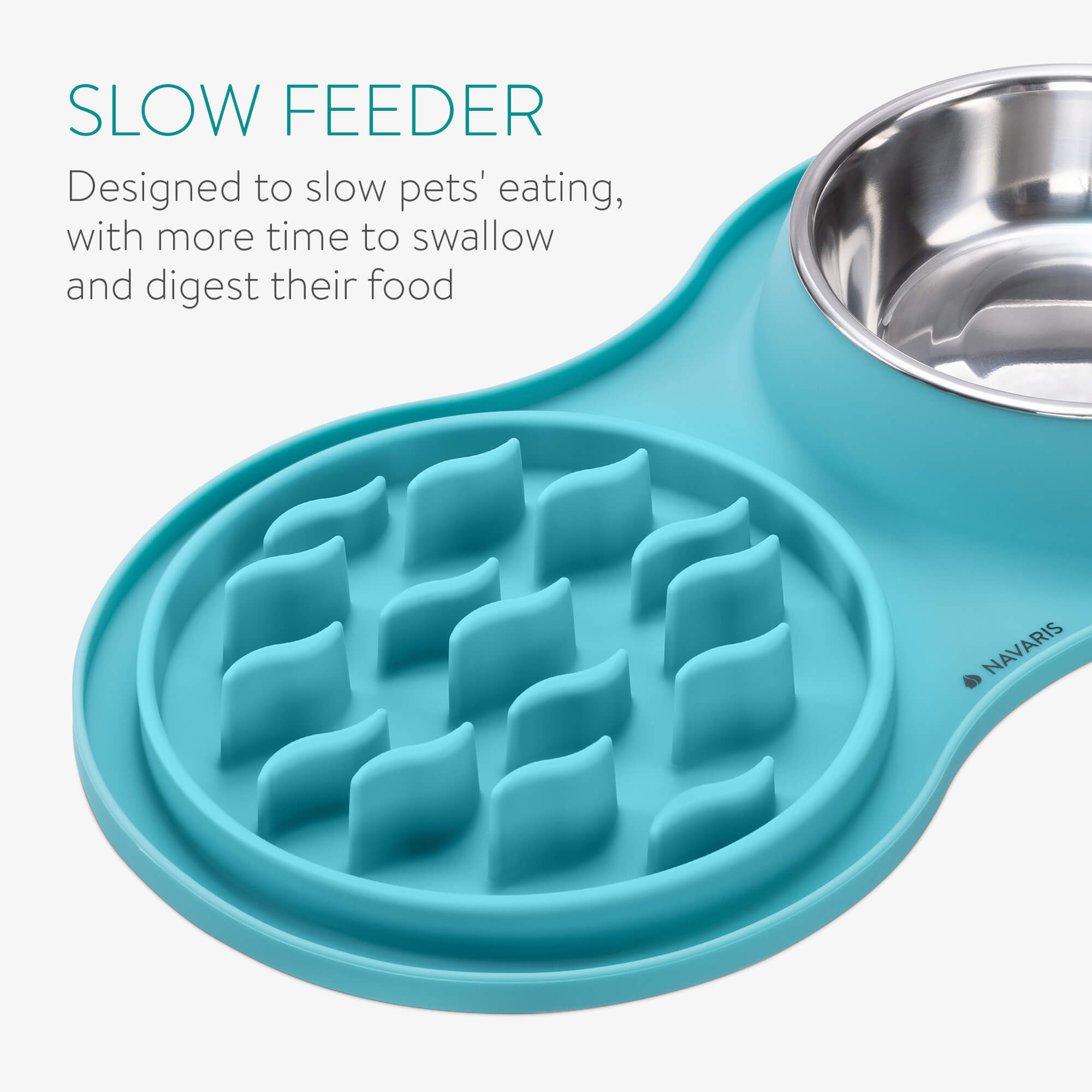 Navaris Slow-Feeder Μπολ Αργής Κατάποσης από Σιλικόνη - Turquoise - 55134.37