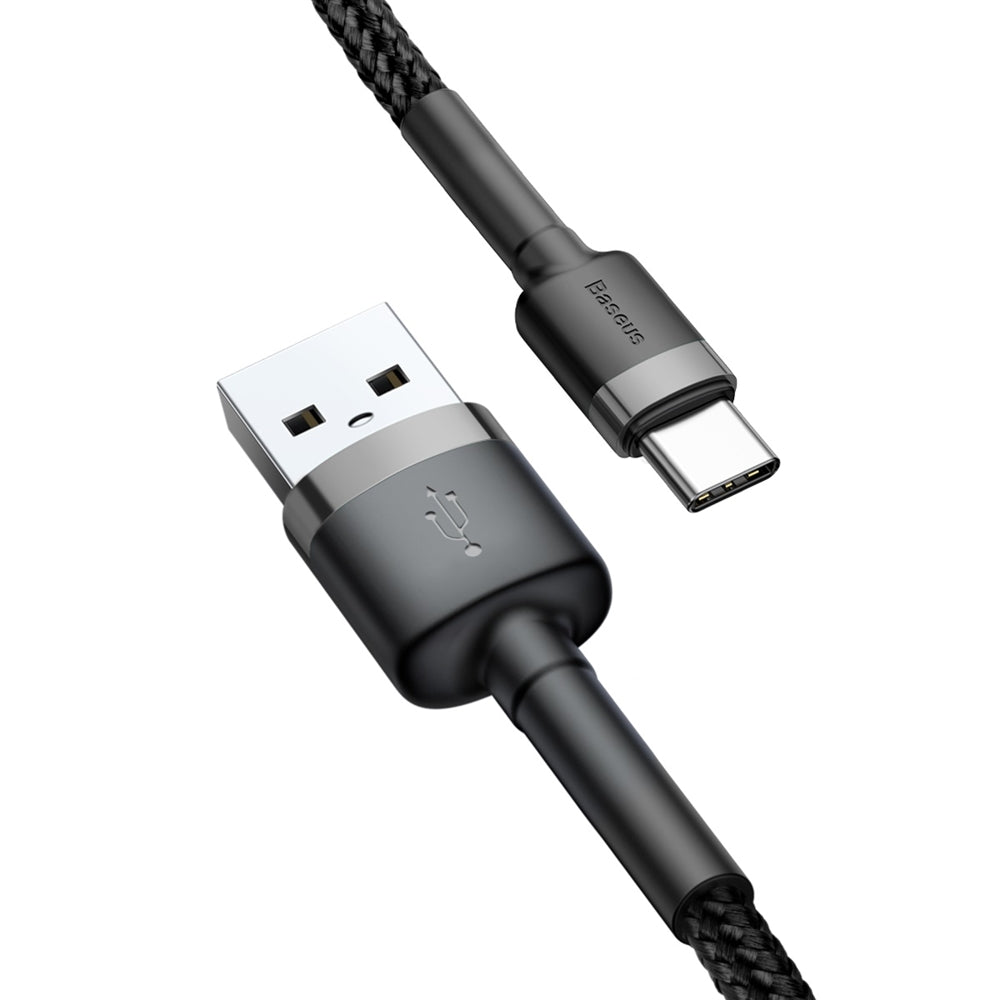 Baseus Cafule Cable Type-C QC 3.0 3A - Καλώδιο Γρήγορης Φόρτισης Type-C 0,5M - Black / Grey - CATKLF-AG1