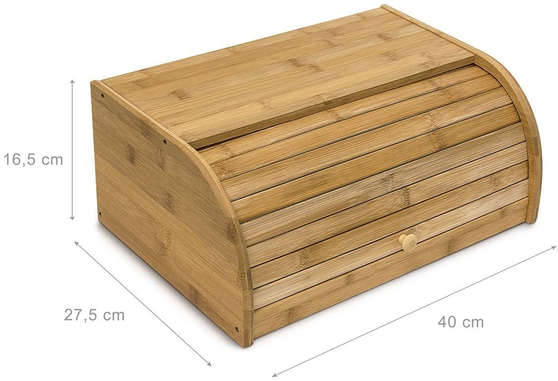 Relaxdays Δοχείο Αποθήκευσης Ψωμιού με Συρόμενο Καπάκι από Μπαμπού - Natural - 4052025166564