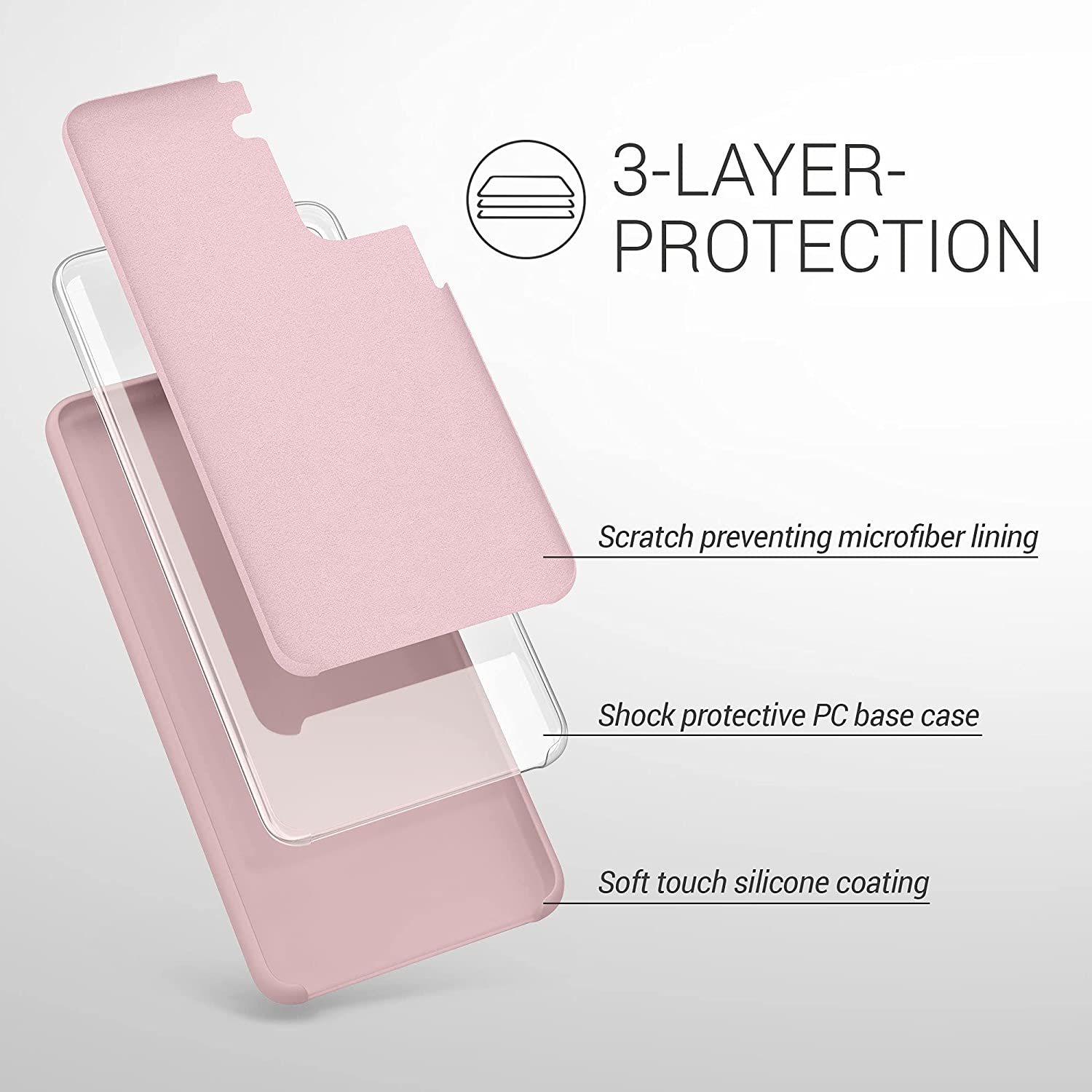 KW Samsung Galaxy S21 Θήκη Σιλικόνης Rubber TPU - Dusky Pink Matt - 54056.52