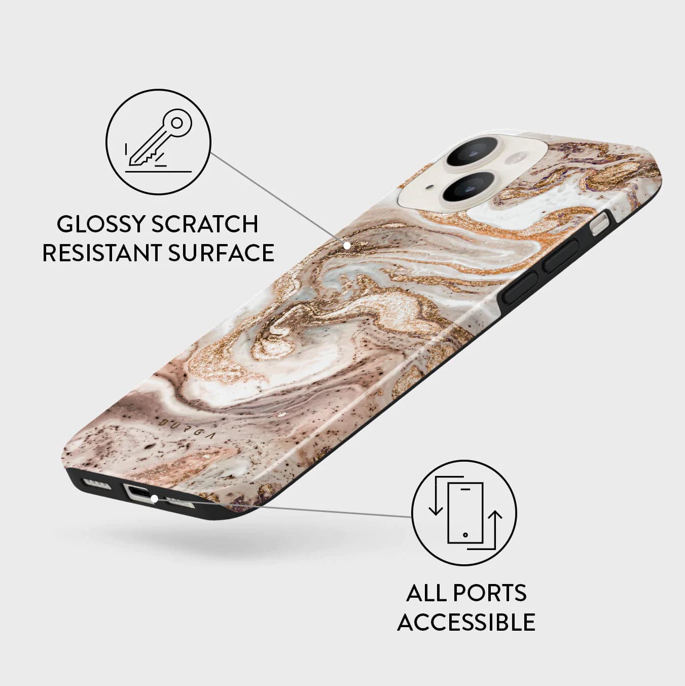 Burga iPhone 14 Plus Fashion Tough Σκληρή Θήκη - Cappuccino
