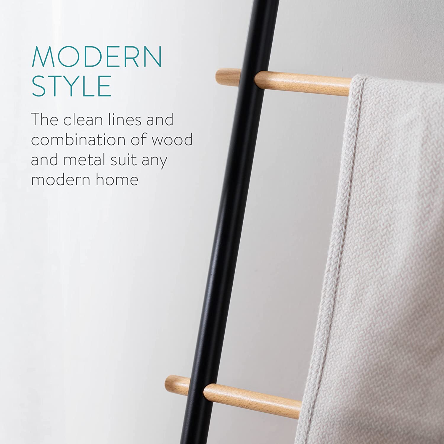 Navaris Σκάλα / Βάση Στήριξης για Πετσέτες από Σίδερο και Ξύλο - Black - 55219.01