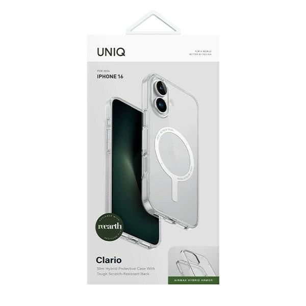 Uniq iPhone 16 Clario Eco-Friendly Σκληρή Θήκη με Πλαίσιο Σιλικόνης και MagSafe - Διάφανη
