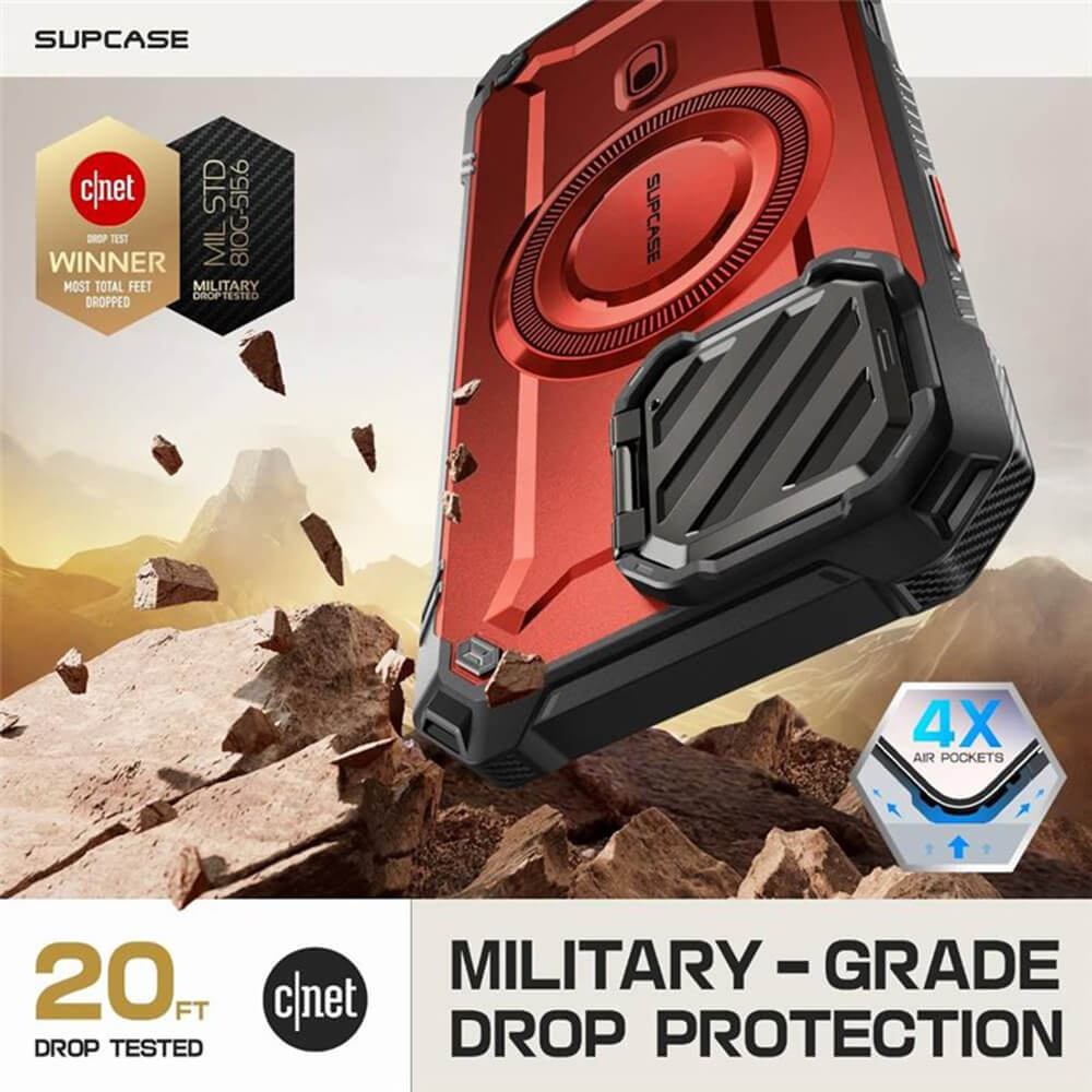 Supcase iPhone 16 Pro - Unicorn Beetle XT MagSafe - Σκληρή Θήκη με Προστασία Κάμερας / Stand - Metallic Red