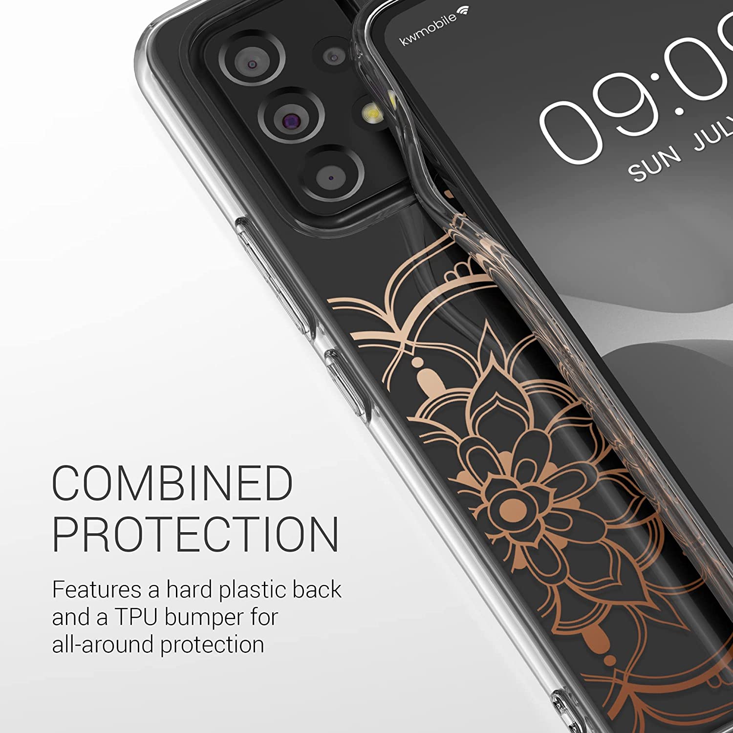 KW Samsung Galaxy A53 5G Θήκη Σιλικόνης TPU Design Flowers Gemini - Rose Gold - Διάφανη - 58800.02