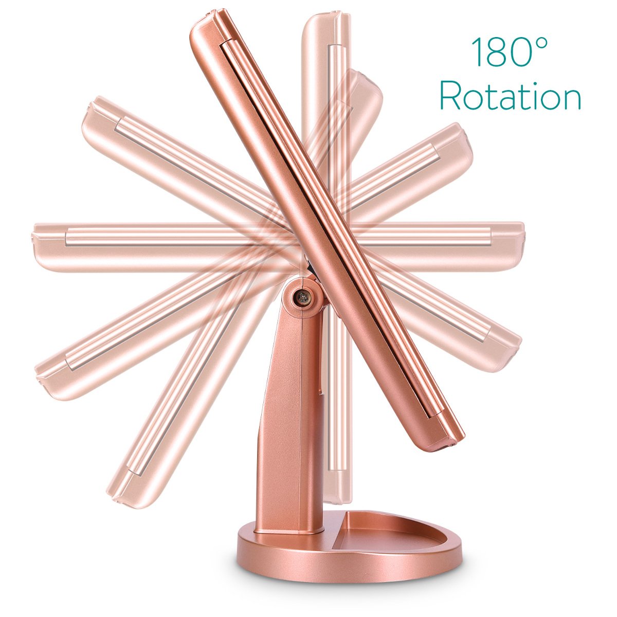 Navaris LED Foldable Cosmetic Mirror - Φωτιζόμενος Καθρέπτης LED - Matte Rose Gold - 43457.89