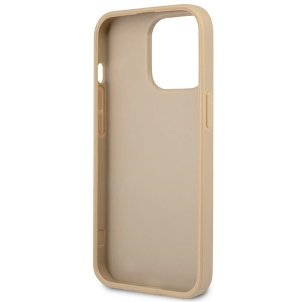 Guess iPhone 14 Pro Saffiano Σκληρή Θήκη με Πλαίσιο Σιλικόνης - Beige - GUHCP14LPSATLE