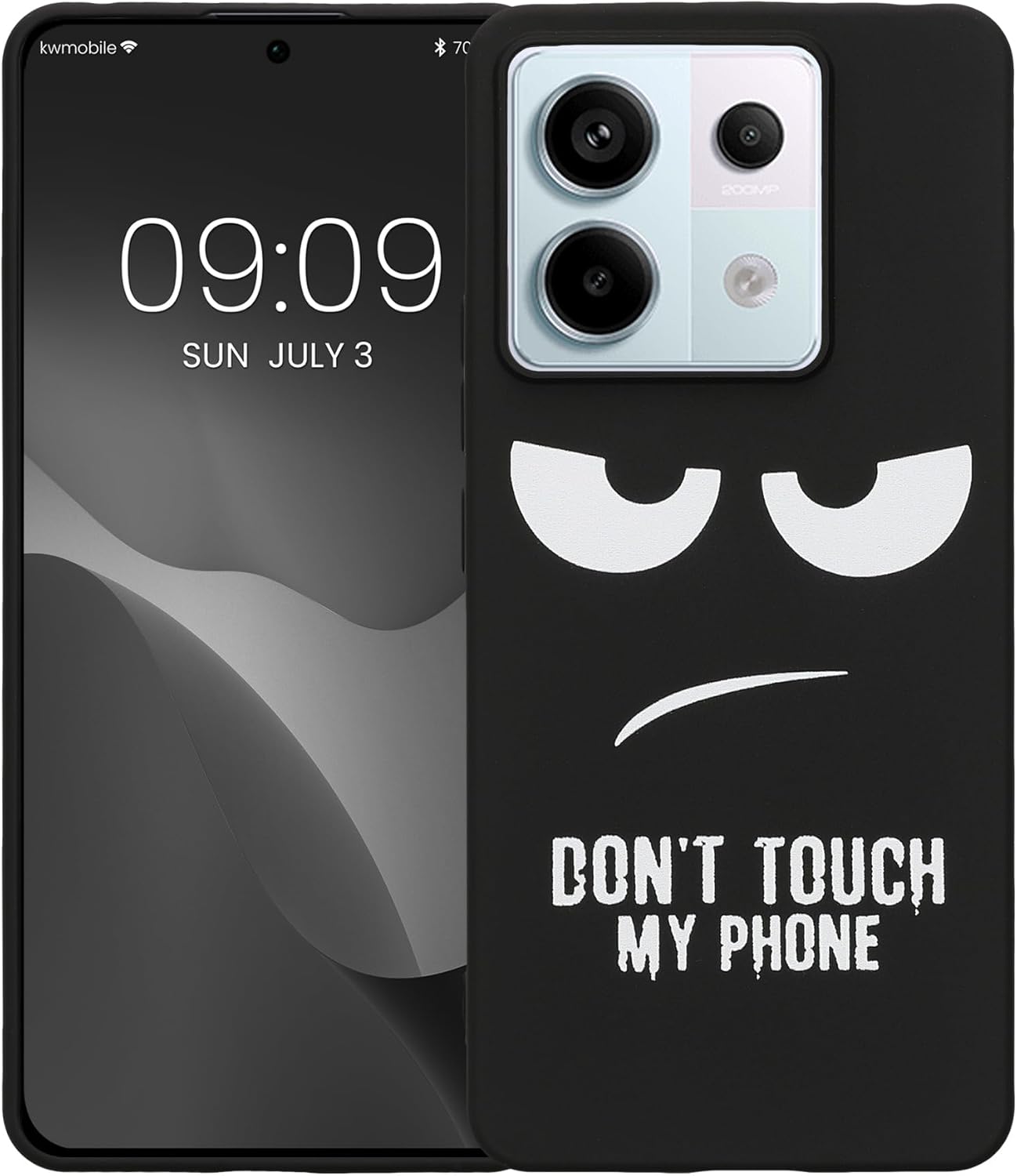 KW Xiaomi Redmi Note 13 Pro 5G / Poco X6 5G Λεπτή Θήκη Σιλικόνης TPU - Design Don't Touch My Phone - Black / White
