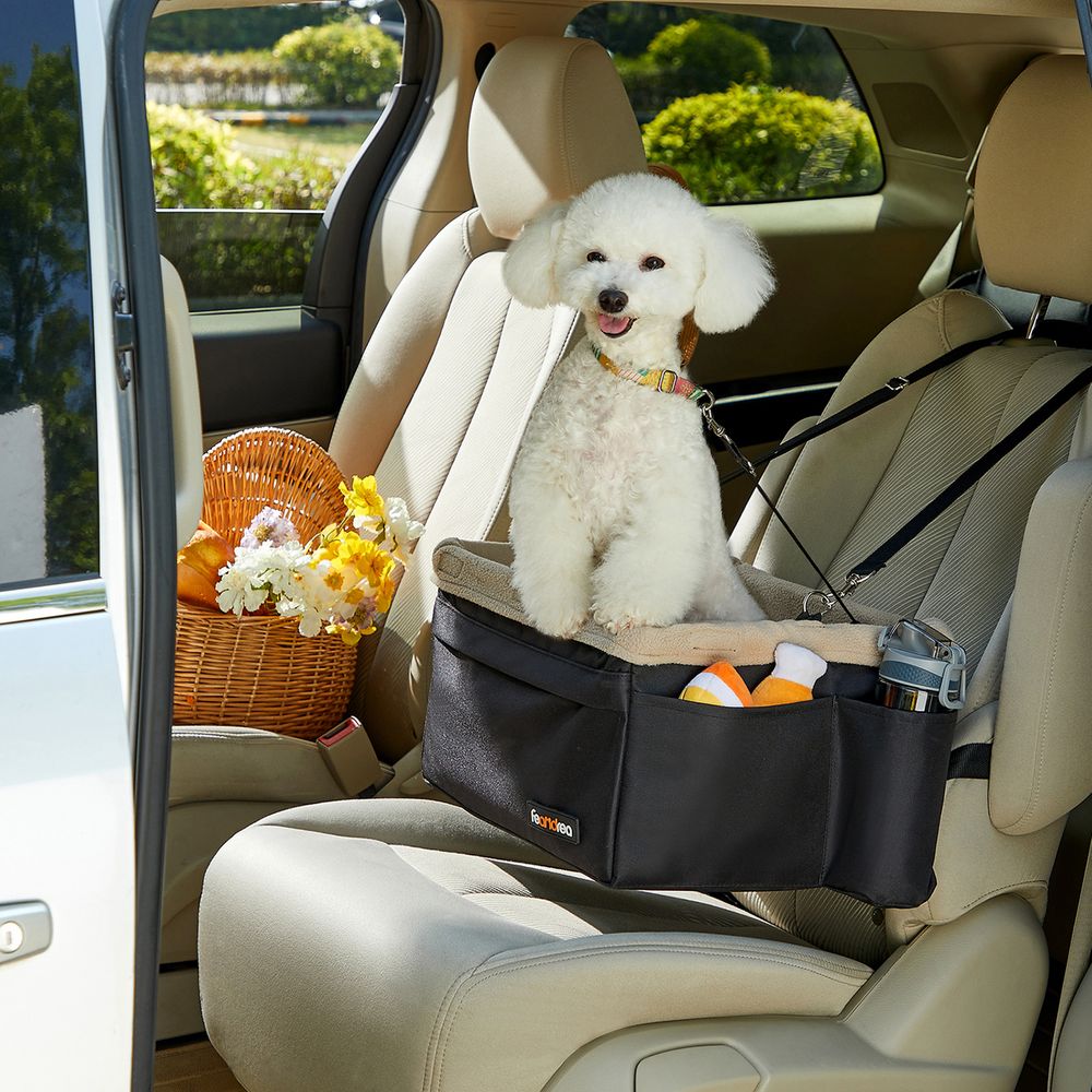 Feandrea Ανοιχτό Κάθισμα Αυτοκινήτου για Μικρόσωμους Σκύλους - Black / Beige - PBS042B01